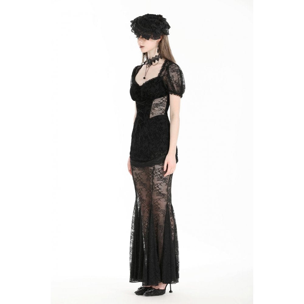 Women's Gothic Puff Sleeved Fishtailed Prom Dress