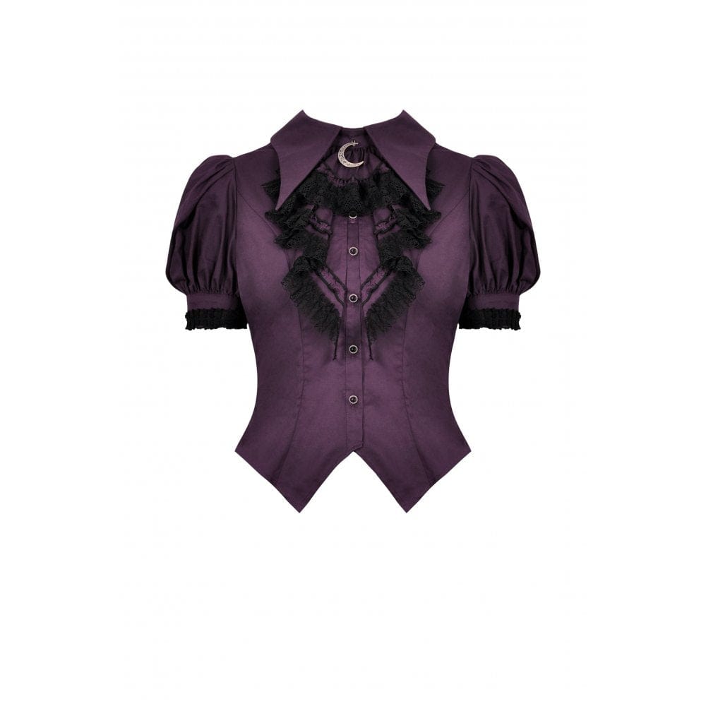 Women's Gothic Puff Sleeved Frilly Collar Shirt