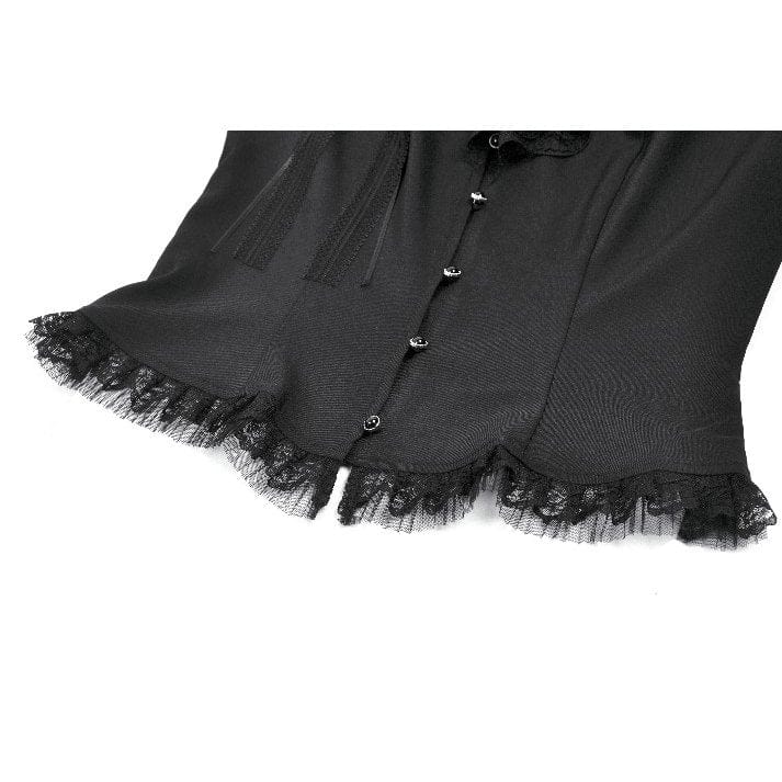 Women's Gothic Rose Ruffled Plunging Short Sleeved Shirt