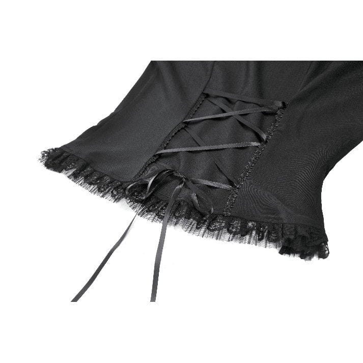 Women's Gothic Rose Ruffled Plunging Short Sleeved Shirt