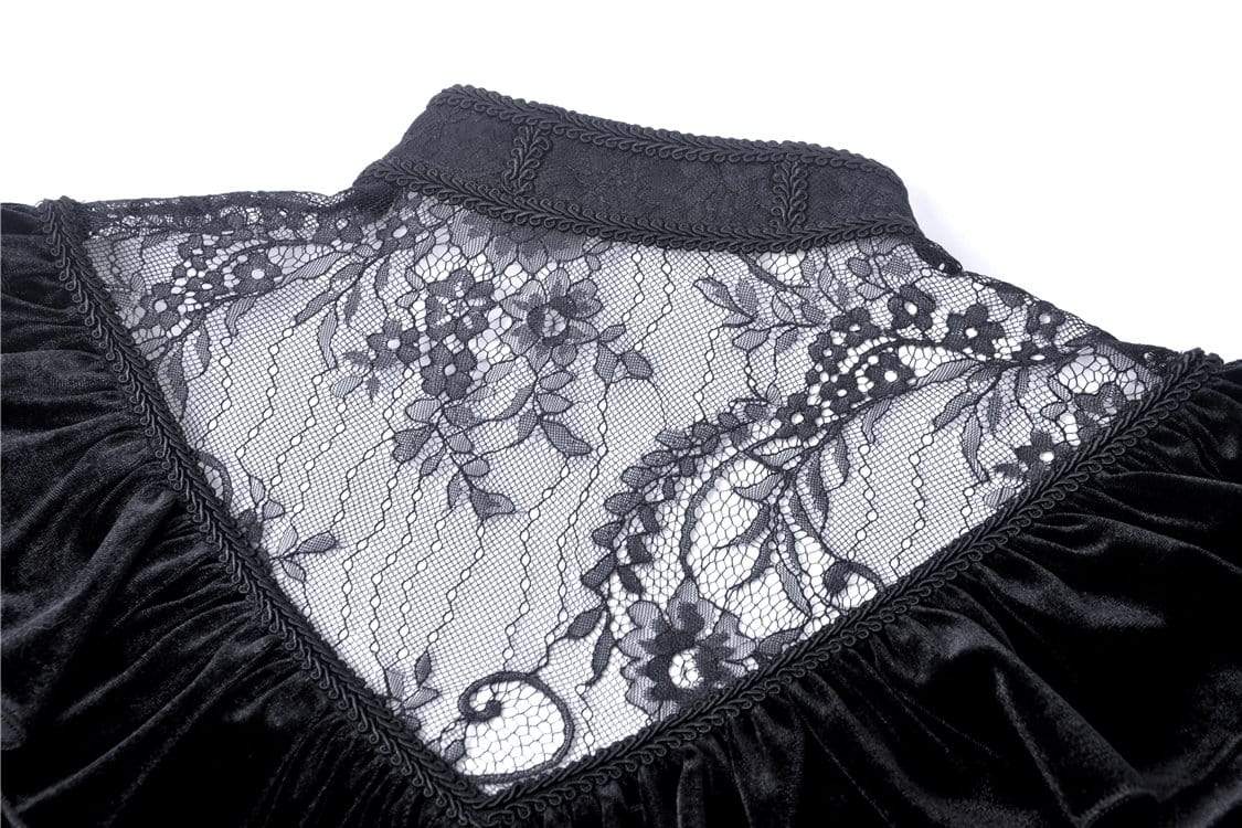 Women's Gothic Ruched Lace V-neck Velvet Dresses