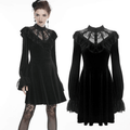 Women's Gothic Ruched Lace V-neck Velvet Dresses
