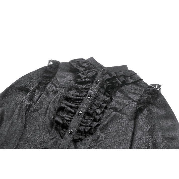 Women's Gothic Ruffle Lace Splice Lantern Sleeved Shirt