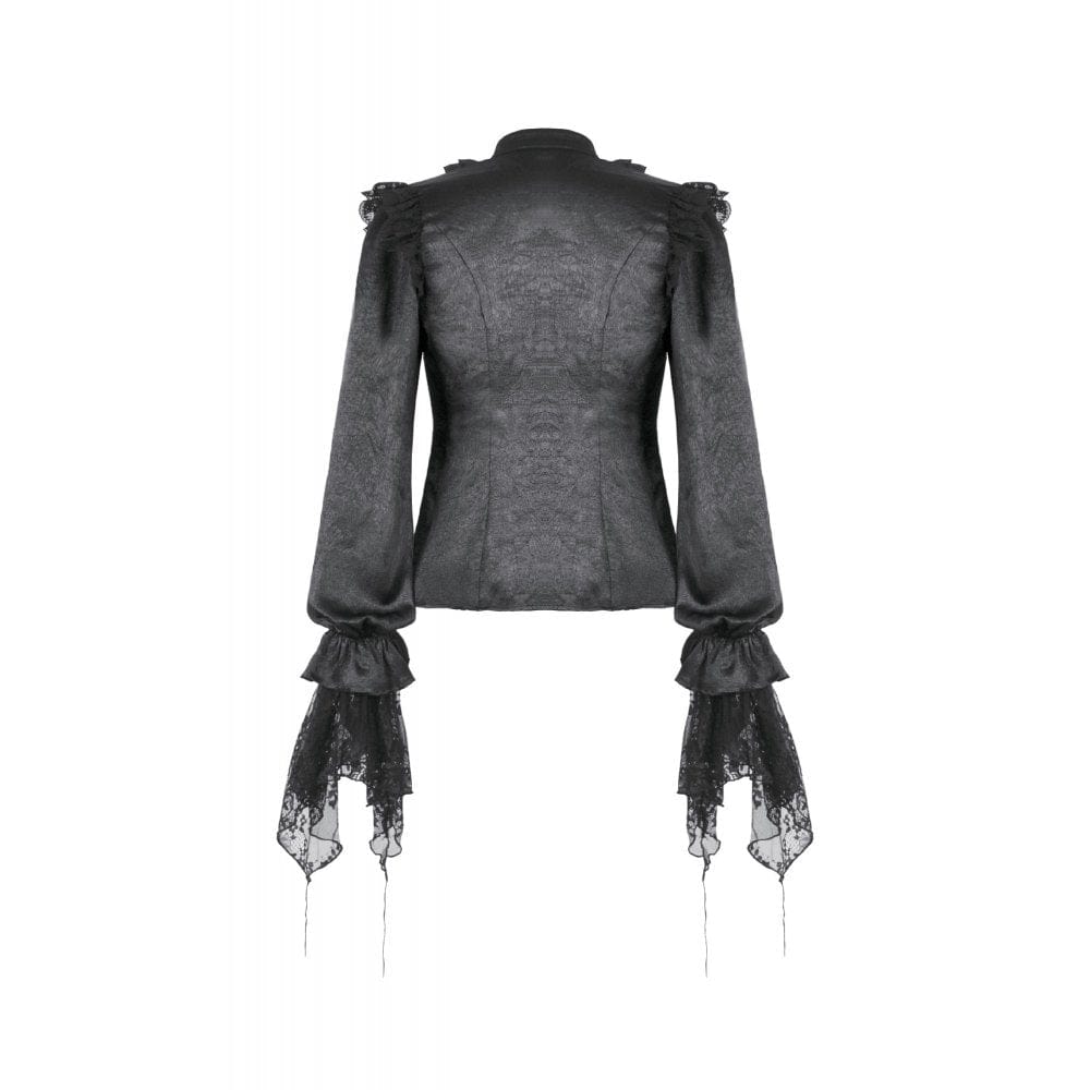 Women's Gothic Ruffle Lace Splice Lantern Sleeved Shirt
