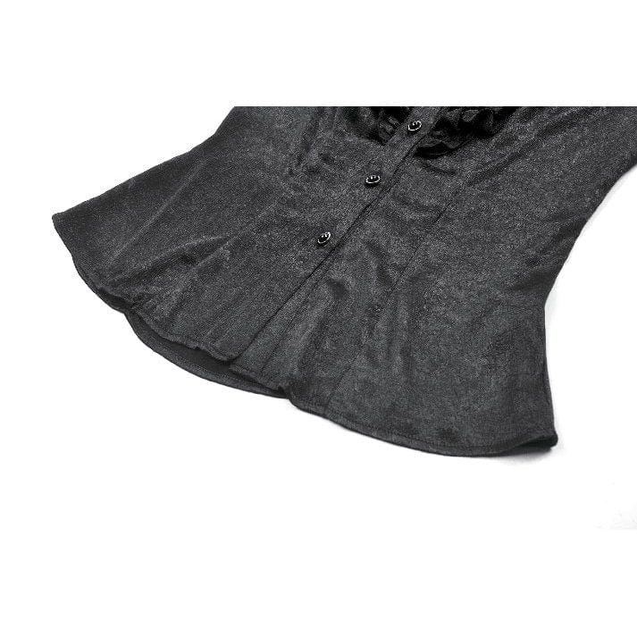 Women's Gothic Ruffle Lace Splice Lantern Sleeved Shirt