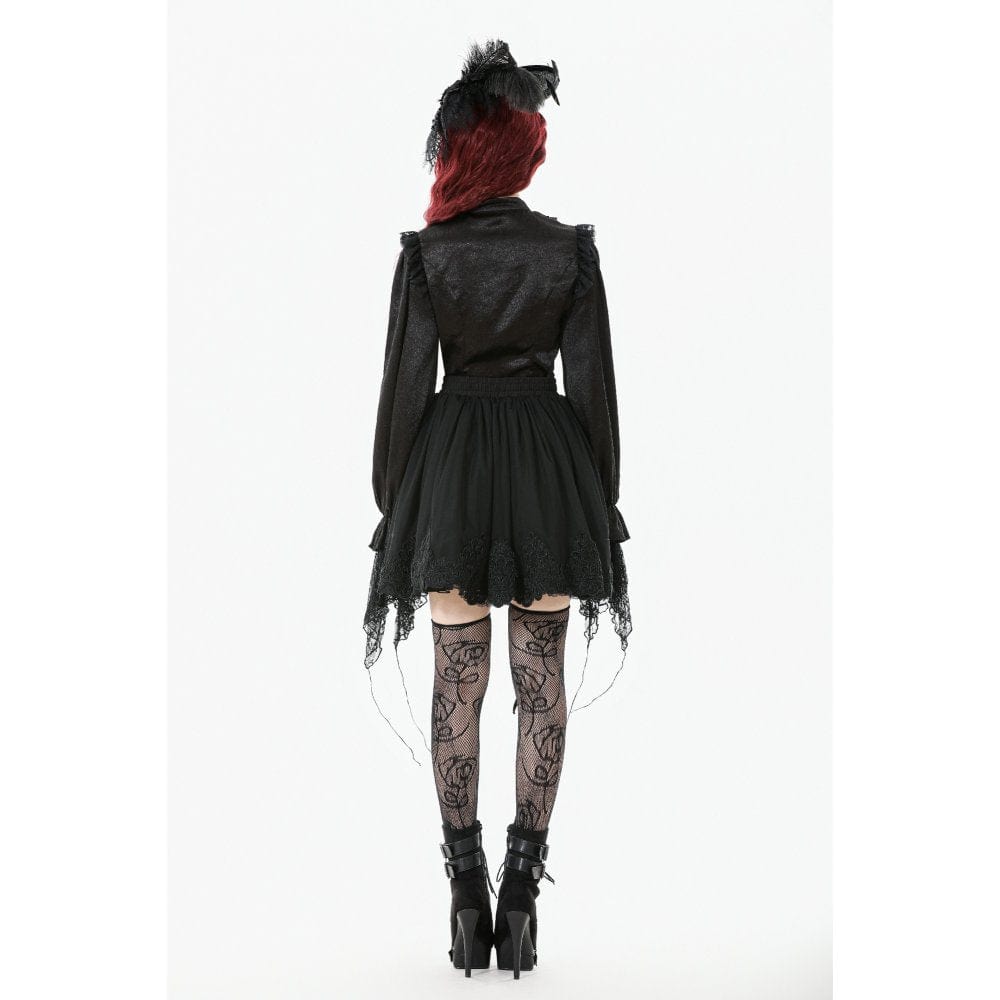 Women's Gothic Ruffle Lace Splice Lantern Sleeved Shirt