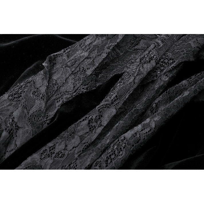 Women's Gothic Ruffled Lace Splice Velvet Corset Slip Dress