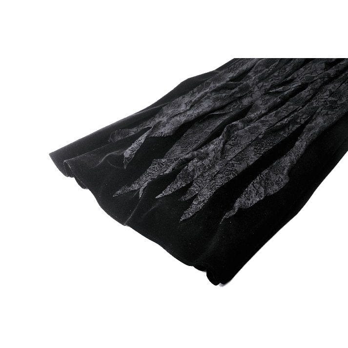Women's Gothic Ruffled Lace Splice Velvet Corset Slip Dress