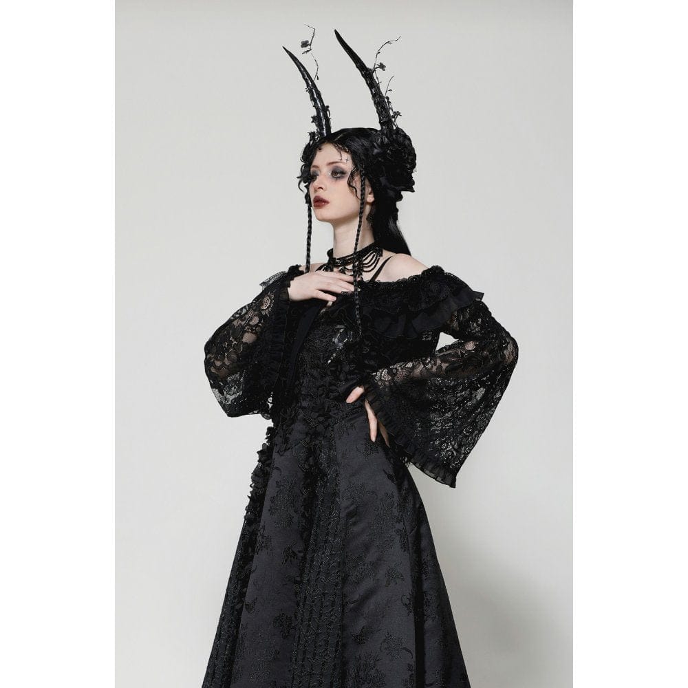Women's Gothic Ruffled Lace Strap Cape