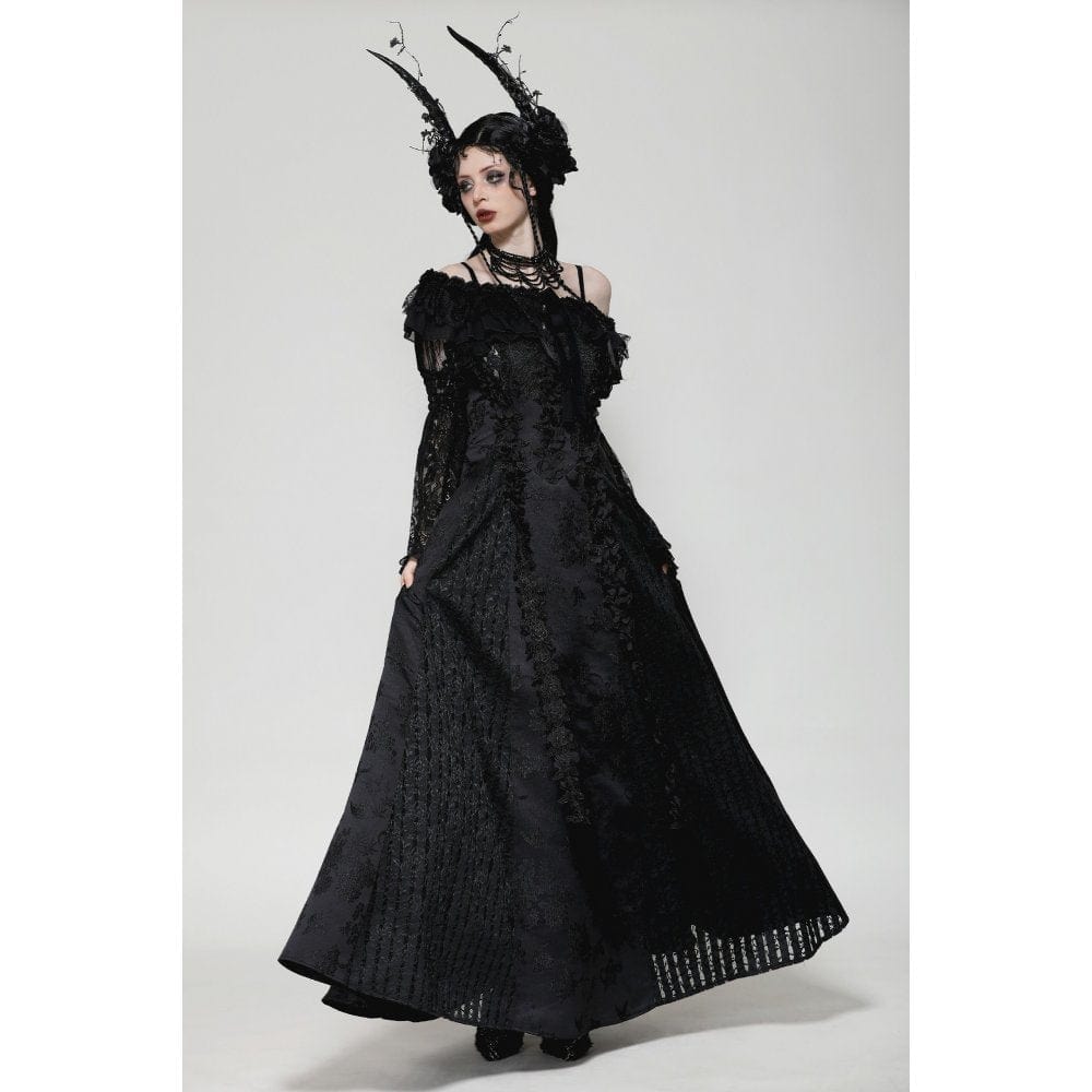 Women's Gothic Ruffled Lace Strap Cape