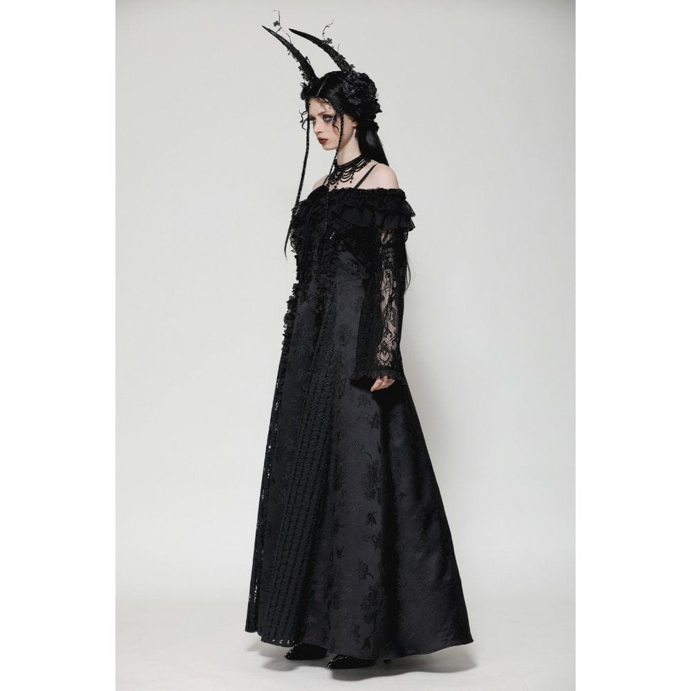 Women's Gothic Ruffled Lace Strap Cape