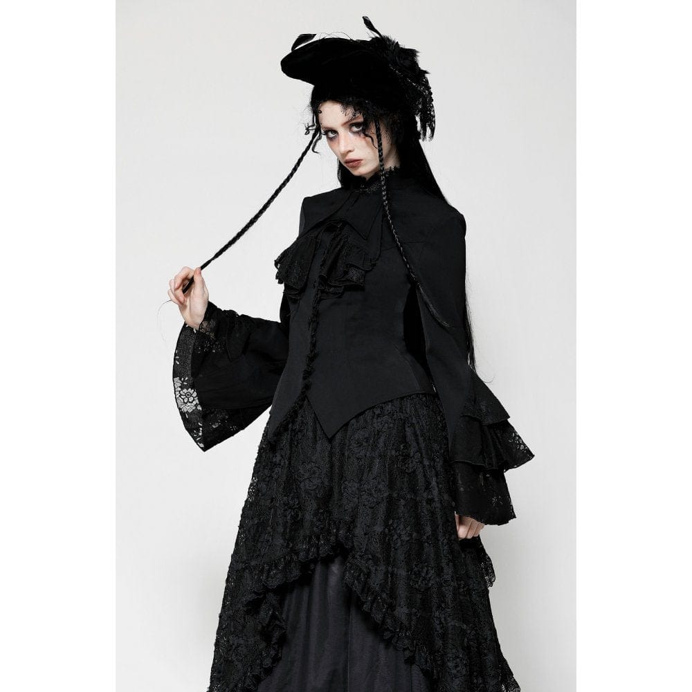 Women's Gothic Ruffled Layered Long Sleeved Shirt