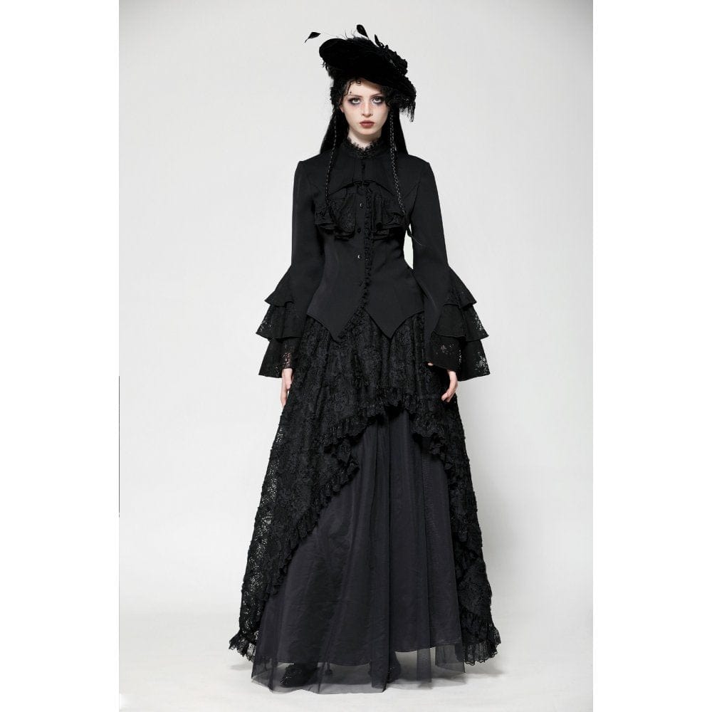 Women's Gothic Ruffled Layered Long Sleeved Shirt