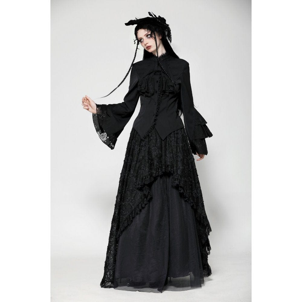 Women's Gothic Ruffled Layered Long Sleeved Shirt