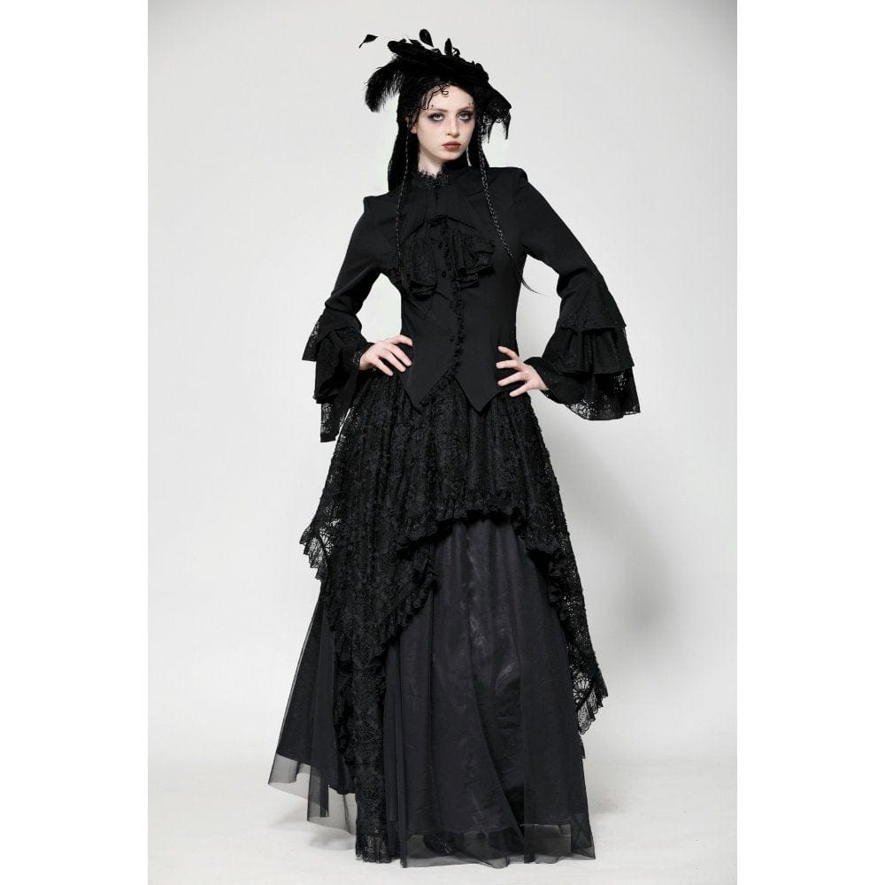 Women's Gothic Ruffled Layered Long Sleeved Shirt