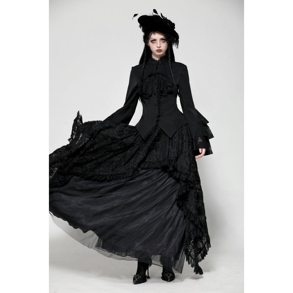 Women's Gothic Ruffled Layered Long Sleeved Shirt