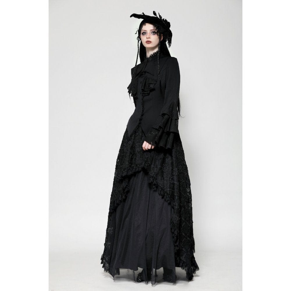 Women's Gothic Ruffled Layered Long Sleeved Shirt