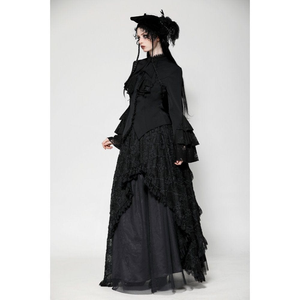 Women's Gothic Ruffled Layered Long Sleeved Shirt