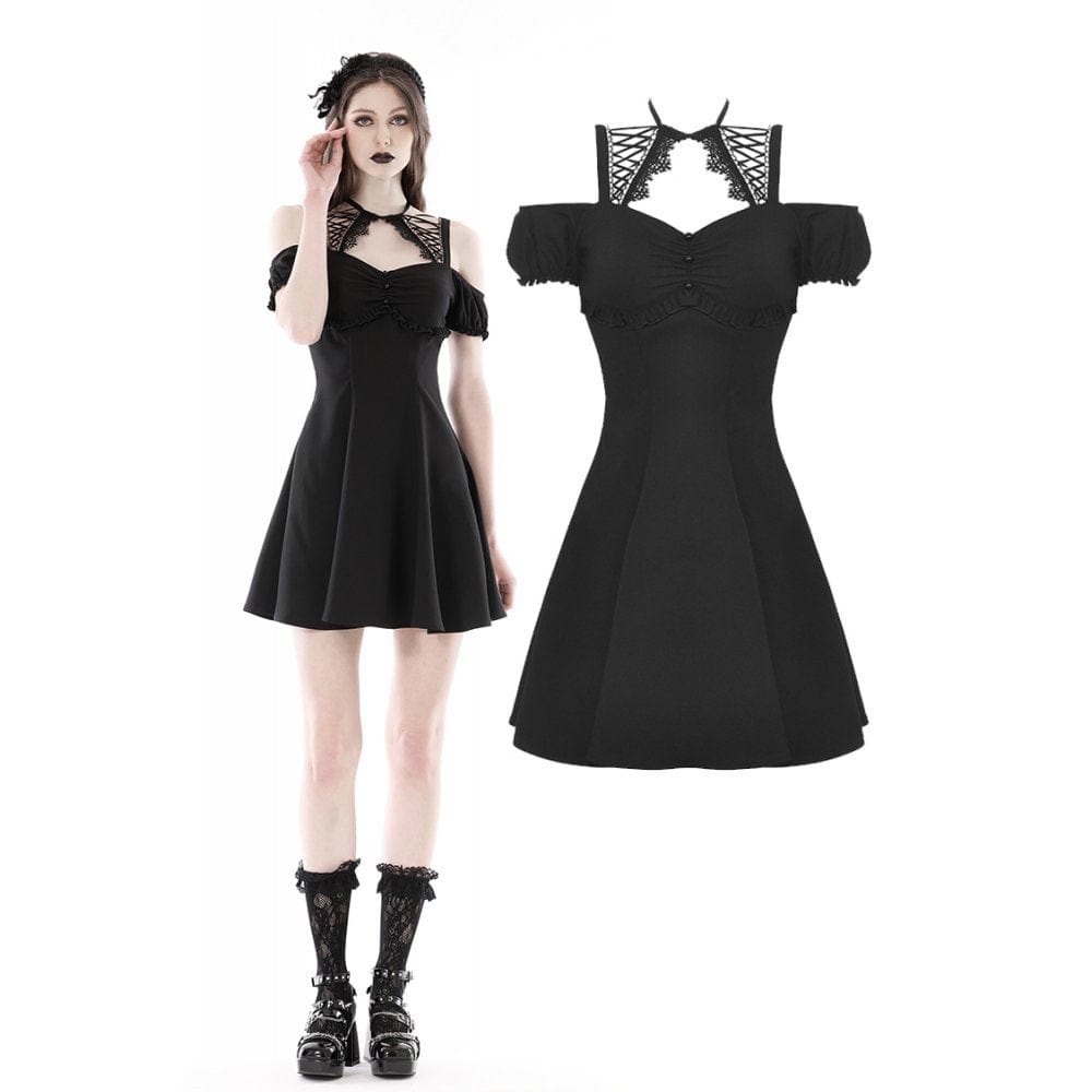 Women's Gothic Strappy Off Shoulder Dress