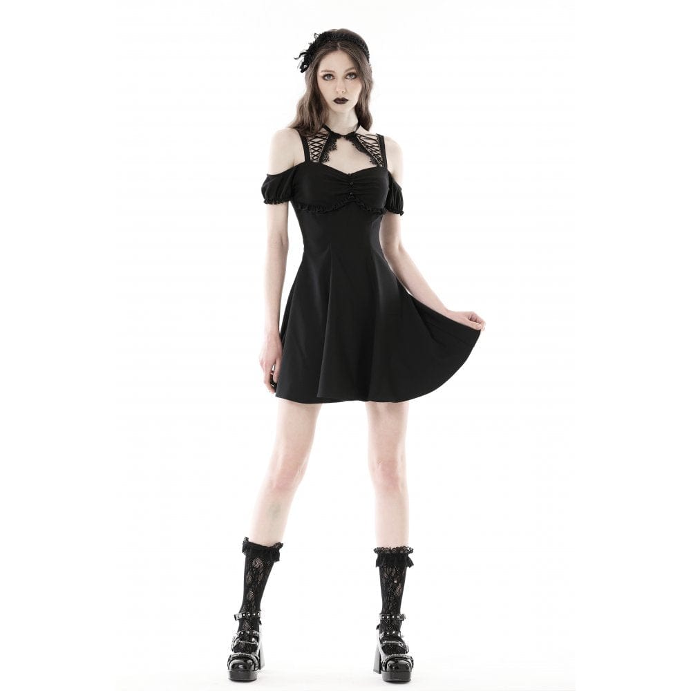 Women's Gothic Strappy Off Shoulder Dress