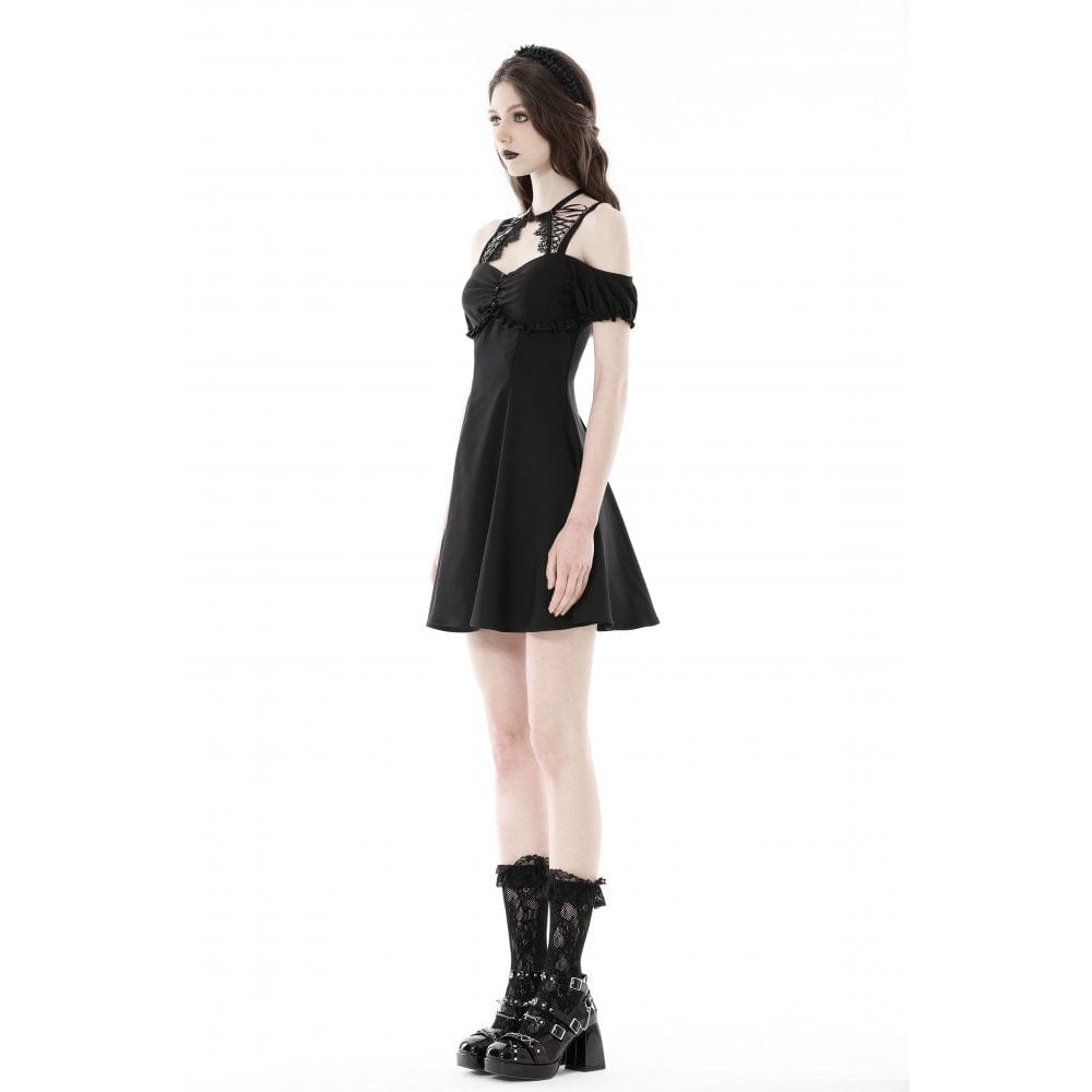 Women's Gothic Strappy Off Shoulder Dress