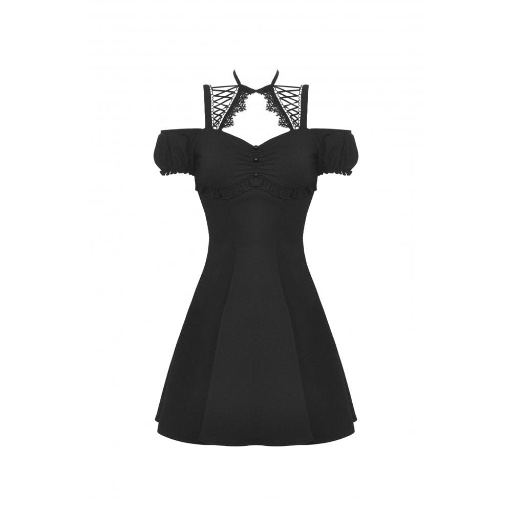Women's Gothic Strappy Off Shoulder Dress