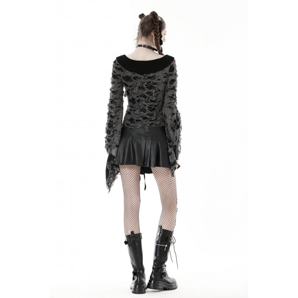 Women's Gothic Strappy Ripped Cardigan