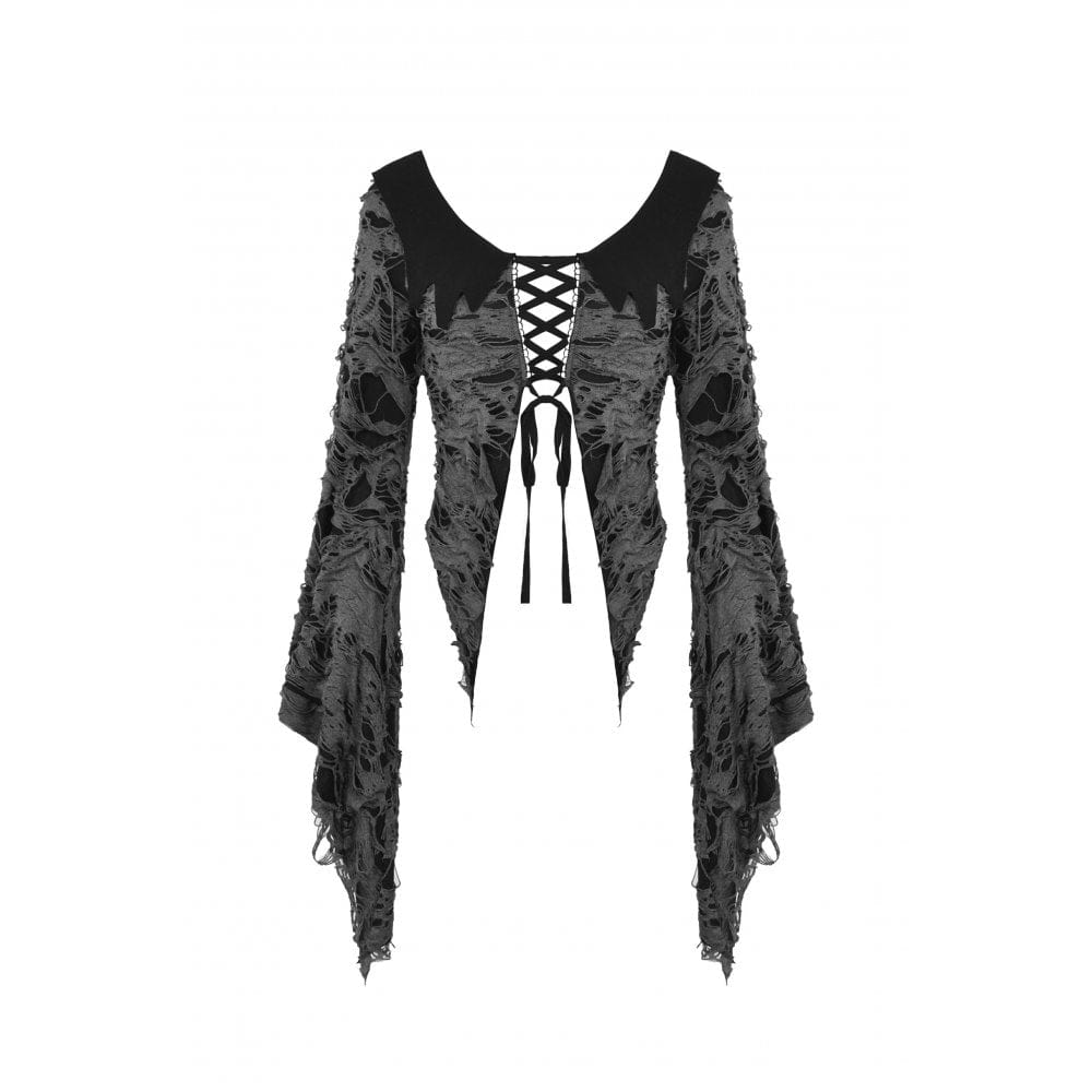 Women's Gothic Strappy Ripped Cardigan