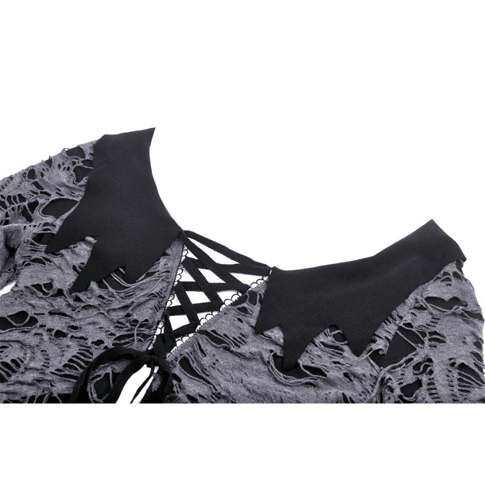 Women's Gothic Strappy Ripped Cardigan