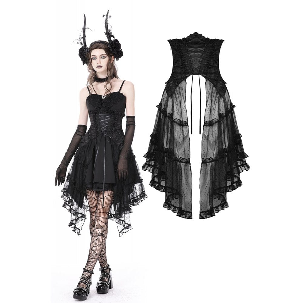 Women's Gothic Strappy Ruffled Mesh Tunic Skirt