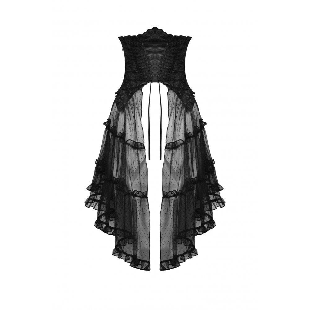 Women's Gothic Strappy Ruffled Mesh Tunic Skirt