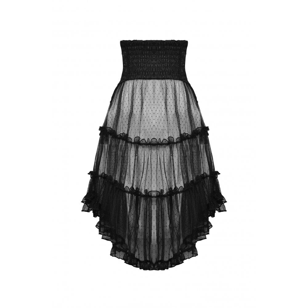 Women's Gothic Strappy Ruffled Mesh Tunic Skirt