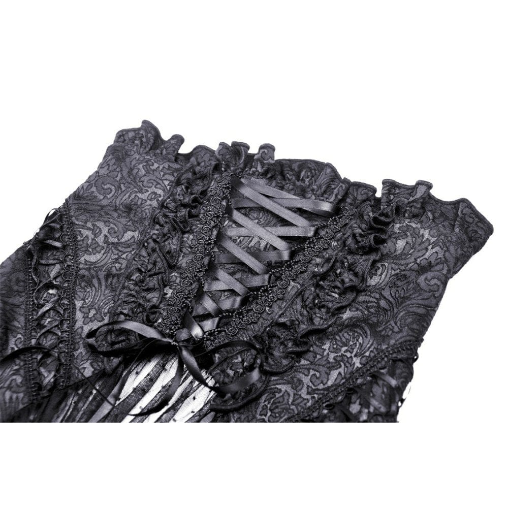 Women's Gothic Strappy Ruffled Mesh Tunic Skirt