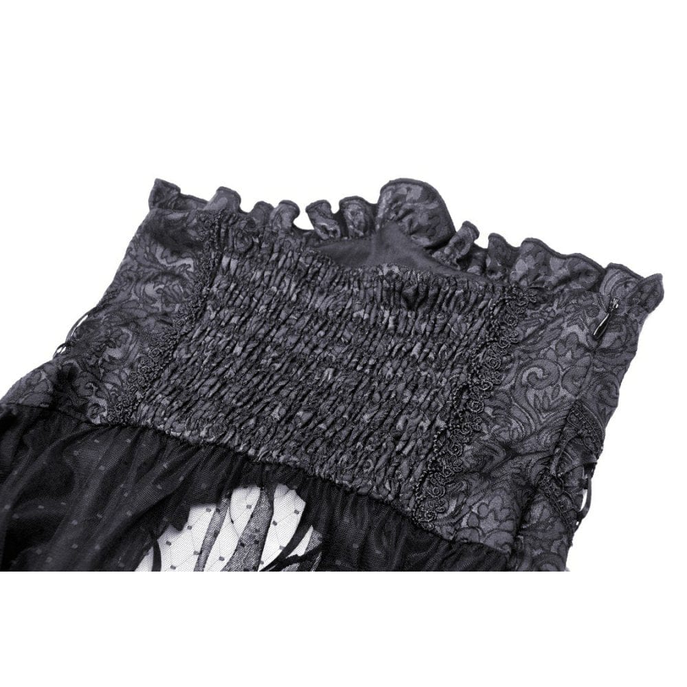 Women's Gothic Strappy Ruffled Mesh Tunic Skirt