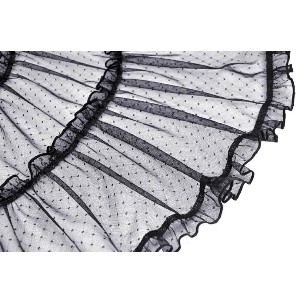 Women's Gothic Strappy Ruffled Mesh Tunic Skirt