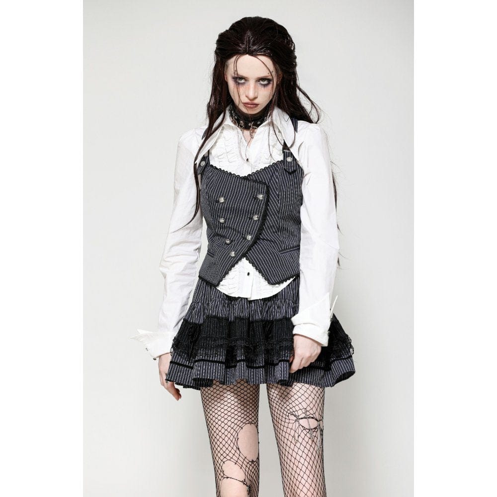 Women's Gothic Striped Buckled Waistcoat
