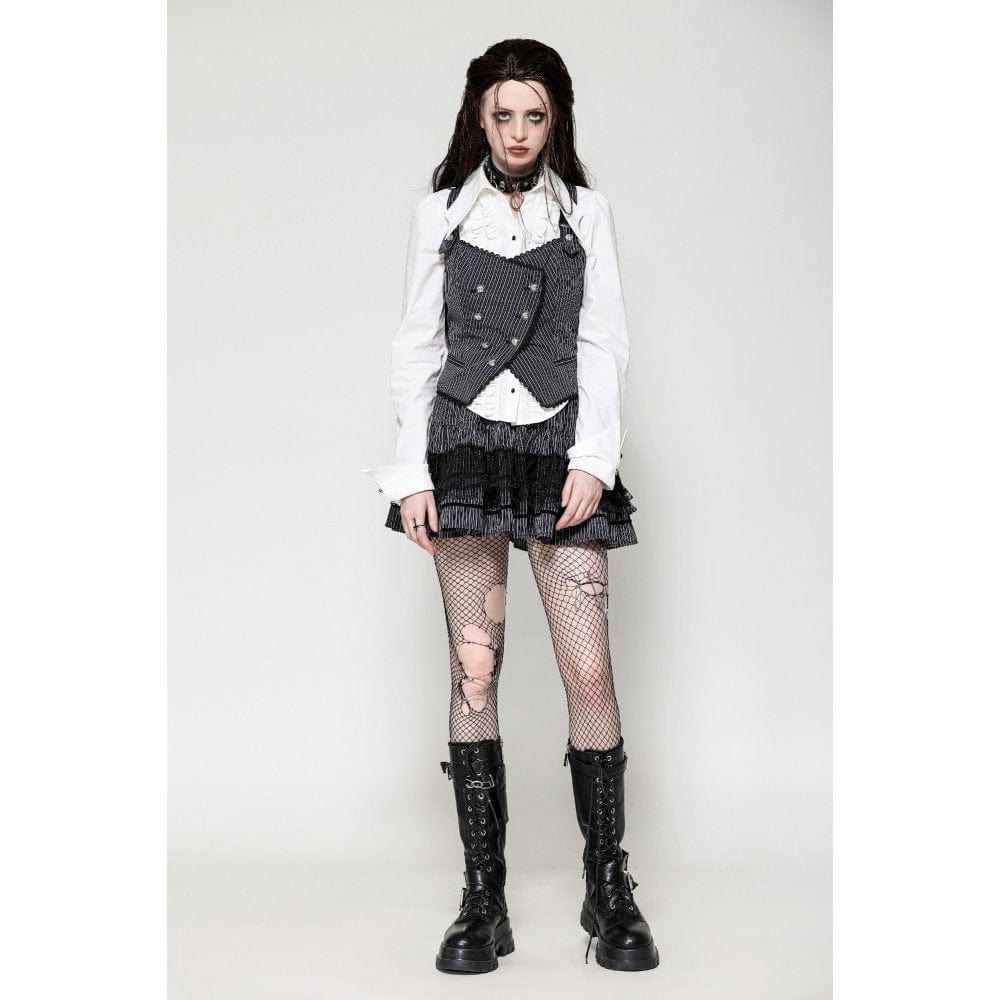 Women's Gothic Striped Buckled Waistcoat