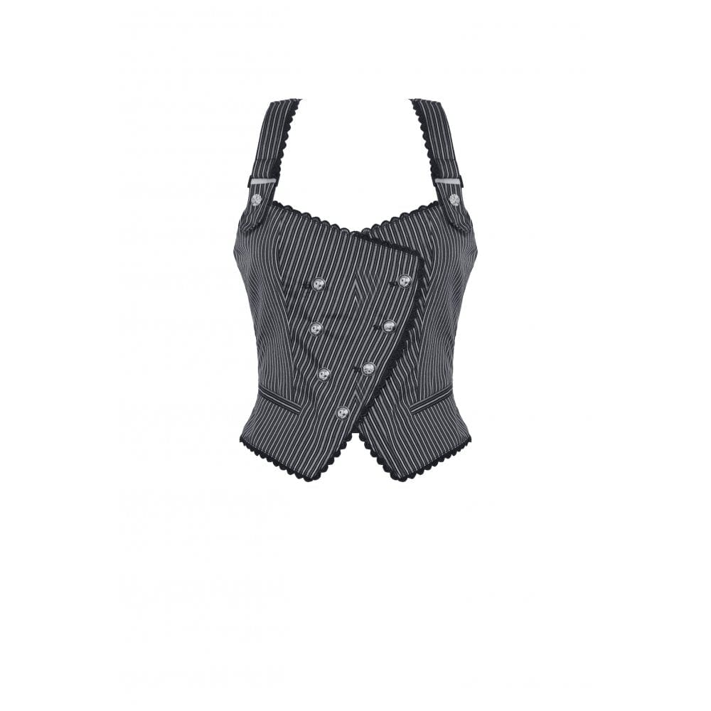 Women's Gothic Striped Buckled Waistcoat