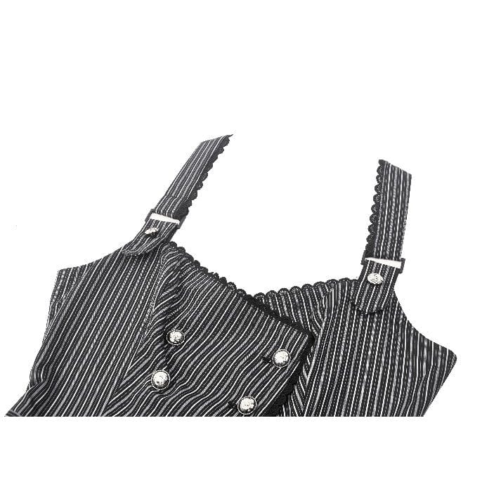 Women's Gothic Striped Buckled Waistcoat