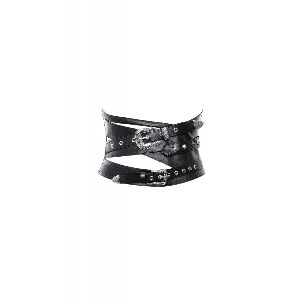 Women's Gothic Studded Buckle Faux Leather Underbust Corset