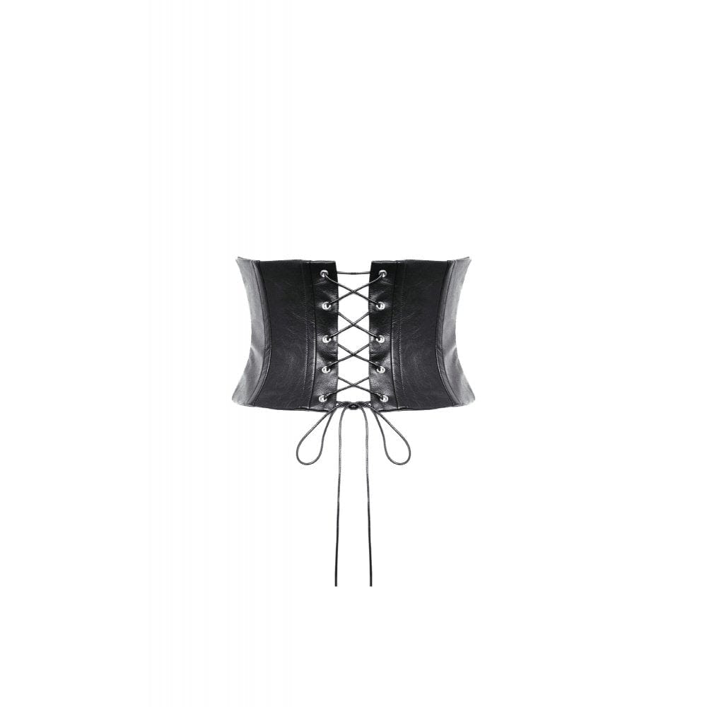 Women's Gothic Studded Buckle Faux Leather Underbust Corset