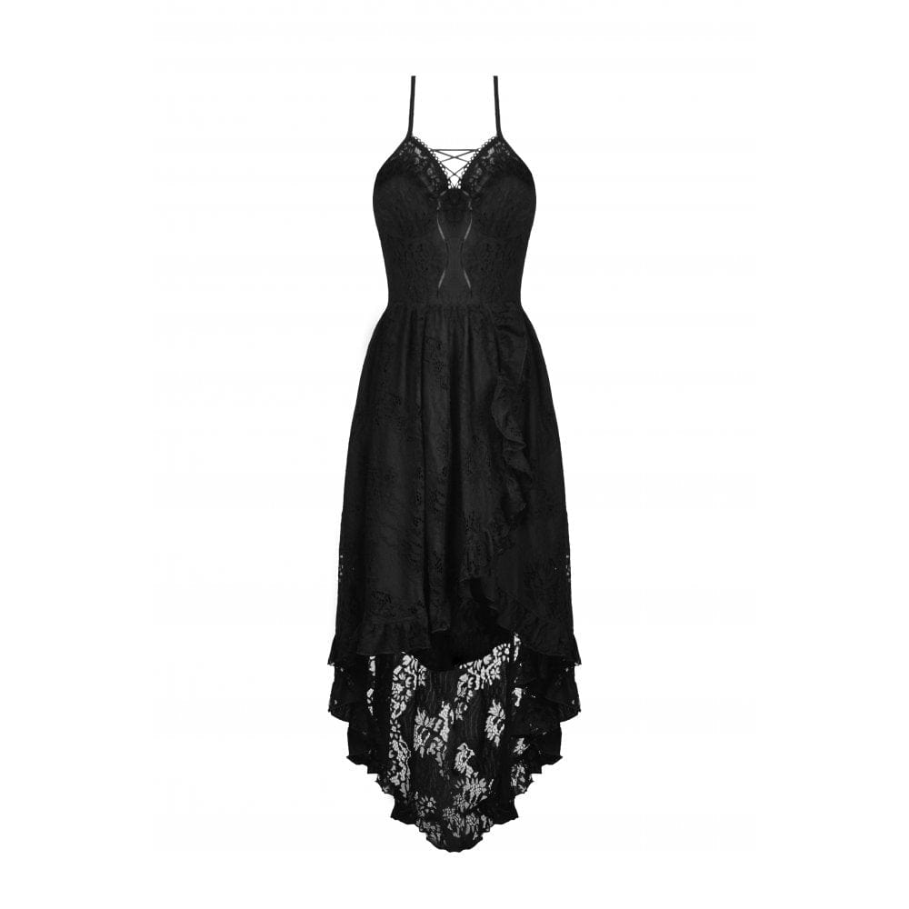 Women's Gothic Swallow Tail Floral Lace Dress