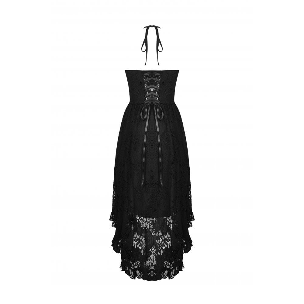 Women's Gothic Swallow Tail Floral Lace Dress