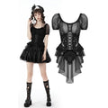 Women's Gothic Swallow Tail Puff Sleeved Lace Top