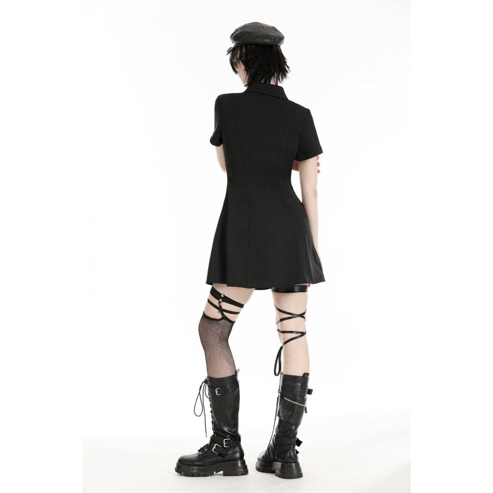 Women's Gothic Turn-down Collar Cutout Homecoming Dress