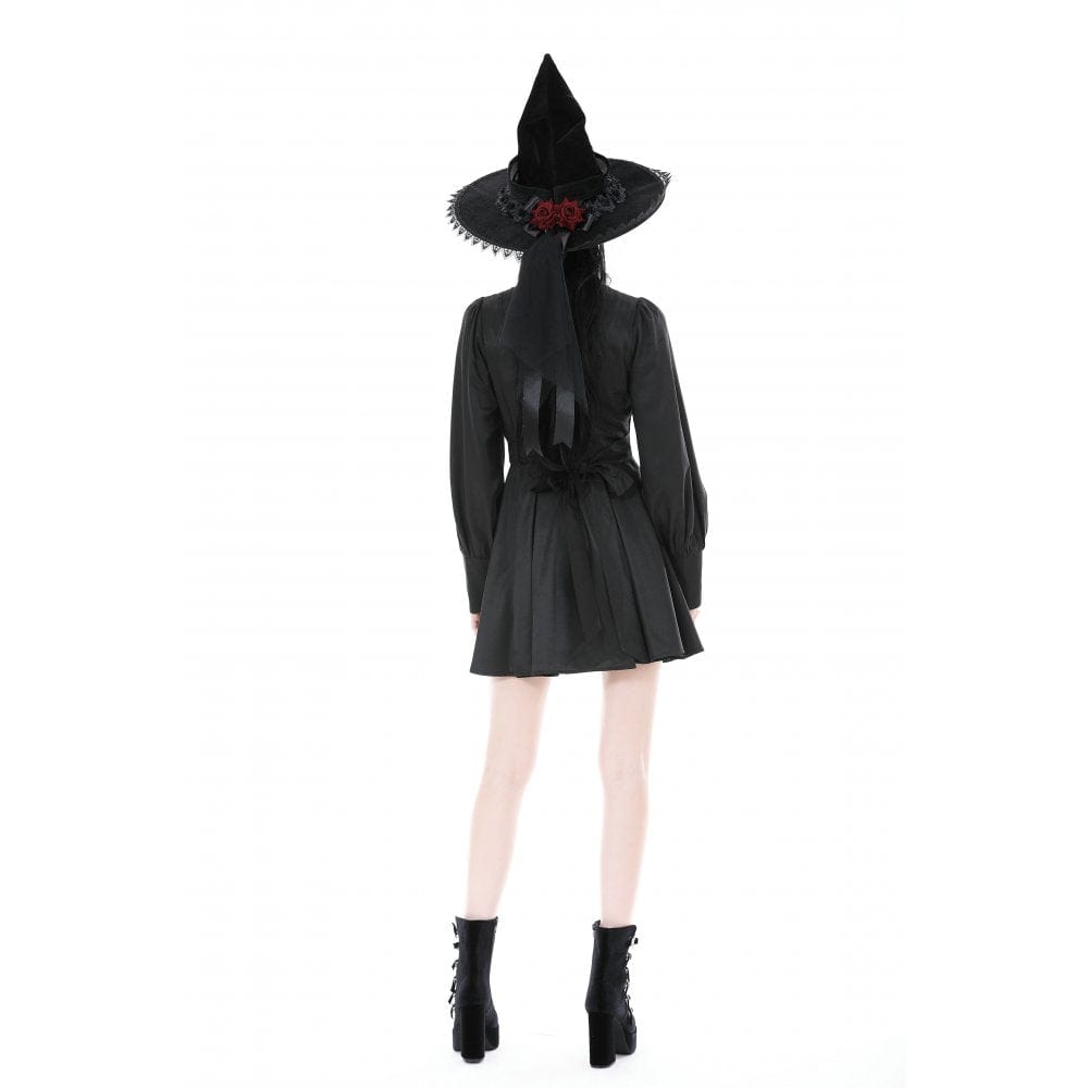 Women's Gothic Turn-down Collar Dress with Necktie