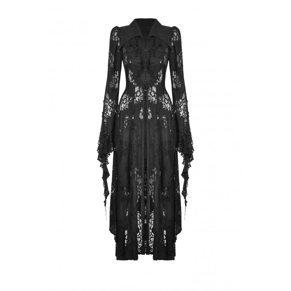 Women's Gothic Turn-down Collar Irregular Lace Jacket