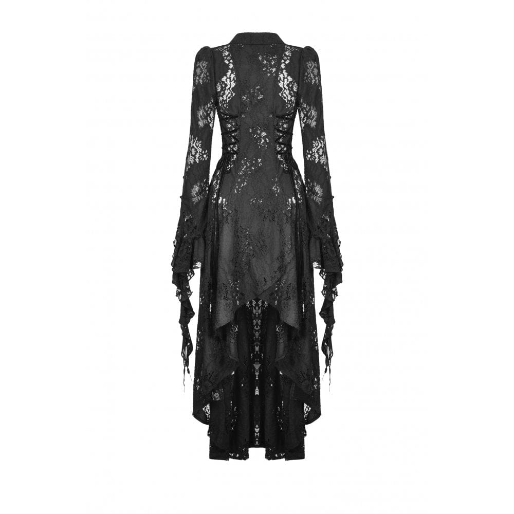 Women's Gothic Turn-down Collar Irregular Lace Jacket