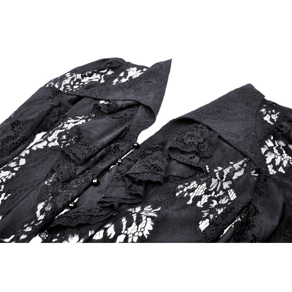 Women's Gothic Turn-down Collar Irregular Lace Jacket