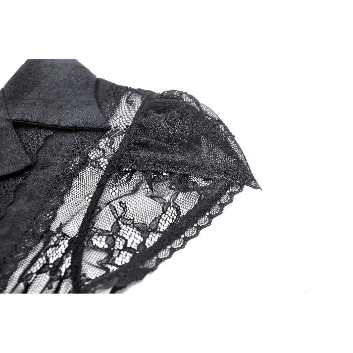 Women's Gothic Turn-down Collar Lace Splice Shirt
